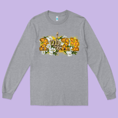 2024 Skeleton Middle Finger New Year Long Sleeve Tee Designed By Cowgirlartshop