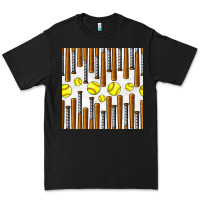 Black softball bat seamless pattern Premium Tee - BundleAndBundleShop