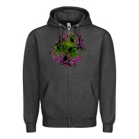 Charcoal Heather halloween patch Zipper Hoodie - BundleAndBundleShop