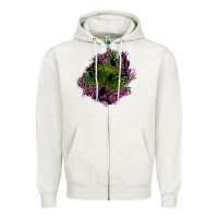 Oatmeal Heather halloween patch Zipper Hoodie - BundleAndBundleShop