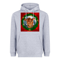 Heather Grey christmas red angus calf head Heavyweight Hoodie - LillyAllenDesigns