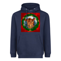 Navy christmas red angus calf head Heavyweight Hoodie - LillyAllenDesigns