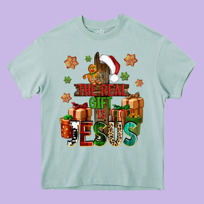 The Real Gift Is Jesus Heavy Core Tee Designed By Nancycooperartshop