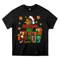 Black The real gift is Jesus Heavy Core Tee - NancyCooperArtShop
