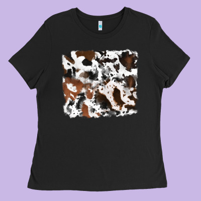 Cowhide Background Ladies Tee Designed By Ranaportraitstore