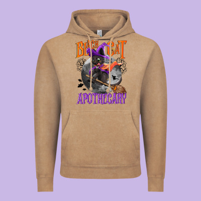 Black Cat Apothecary Vintage Hoodie Designed By Nancycooperartshop