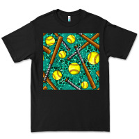 Black softball bat with leopard and glitter seamless pattern Premium Tee - BundleAndBundleShop