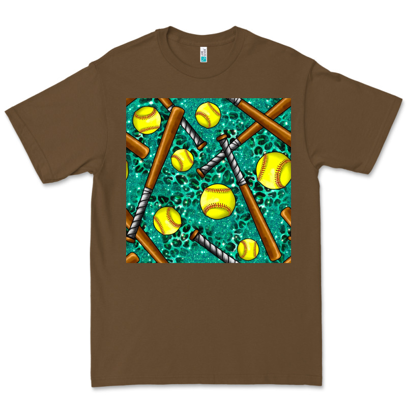 Softball Bat With Leopard And Glitter Seamless Pattern Premium Tee by BundleAndBundleShop | Teevron