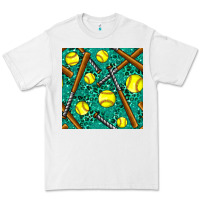 White softball bat with leopard and glitter seamless pattern Premium Tee - BundleAndBundleShop