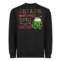 Black Just A Girl Who Loves Coffee And Cactus Frappe Heavyweight Sweatshirt - FaDigitalArtStudio