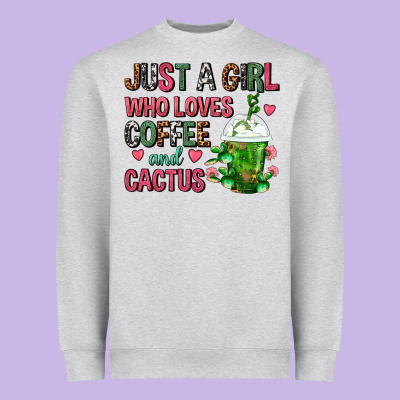 Just A Girl Who Loves Coffee And Cactus Frappe Heavyweight Sweatshirt Designed By Fadigitalartstudio
