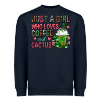Navy Just A Girl Who Loves Coffee And Cactus Frappe Heavyweight Sweatshirt - FaDigitalArtStudio