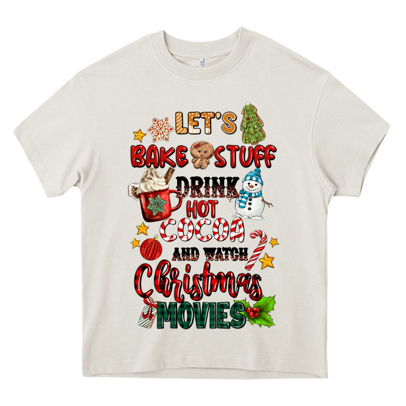 Let's Bake Stuff Drink Hot Cocoa And Watch Christm Heavy Core Tee by MaliasSmallBusiness | Teevron
