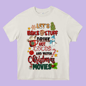 Let's Bake Stuff Drink Hot Cocoa And Watch Christm Heavy Core Tee Designed By Maliassmallbusiness