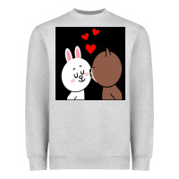 Heather Grey brown bear cony bunny rabbit the kiss Heavyweight Sweatshirt - tuanDangUi