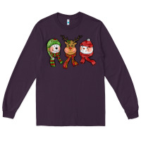 Plum christmas reindeer polar bear snowman Long Sleeve Tee - CowGirlArtShop