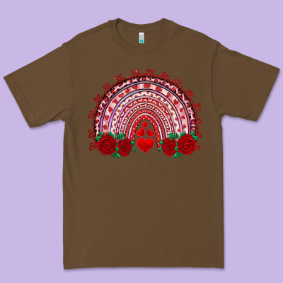 Valentines Day Rainbow With Roses Premium Tee Designed By Ranaportraitstore