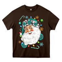 Chocolate Brown Western Santa Christmas Heavy Core Tee - NancyCooperArtShop