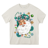 Cream Western Santa Christmas Heavy Core Tee - NancyCooperArtShop