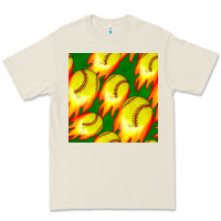 Bone softball fire ball seamless pattern Premium Tee - BundleAndBundleShop