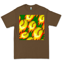 Cacao softball fire ball seamless pattern Premium Tee - BundleAndBundleShop