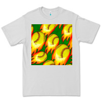 Dove Grey softball fire ball seamless pattern Premium Tee - BundleAndBundleShop