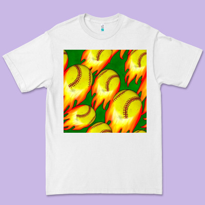 Softball Fire Ball Seamless Pattern Premium Tee Designed By Bundleandbundleshop
