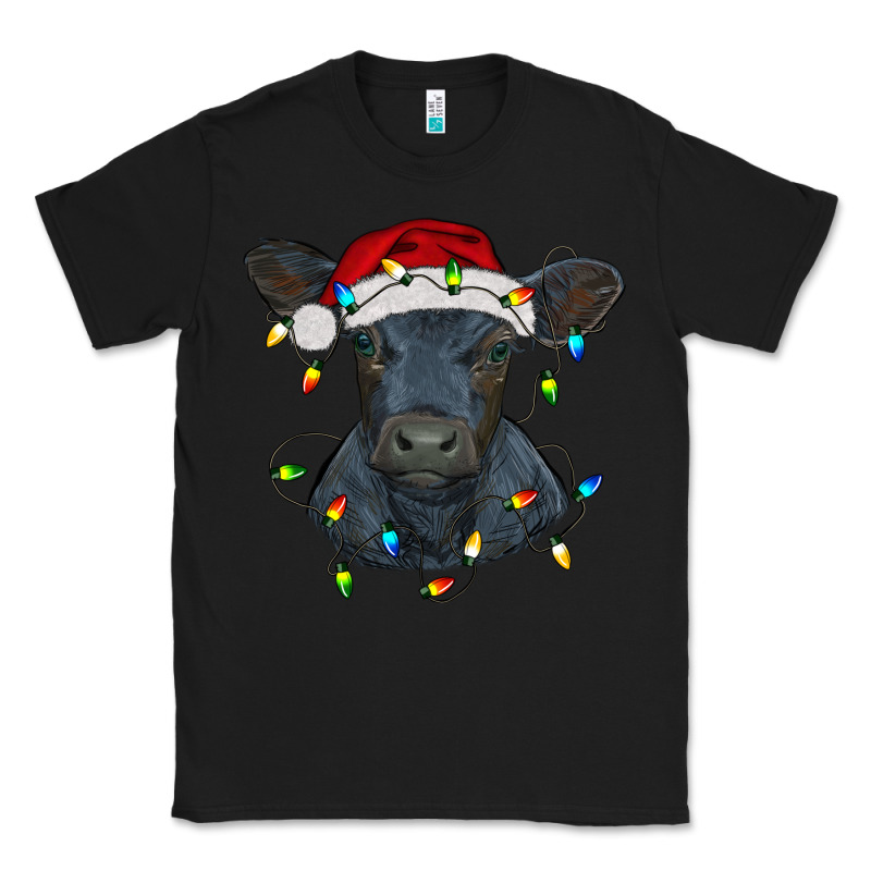 Christmas Baby Black Angus Calf With Lights Classic Tee by RanaPortraitStore | Teevron
