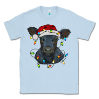 Dusty Blue christmas baby black angus calf with lights Classic Tee - RanaPortraitStore