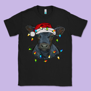 Christmas Baby Black Angus Calf With Lights Classic Tee Designed By Ranaportraitstore