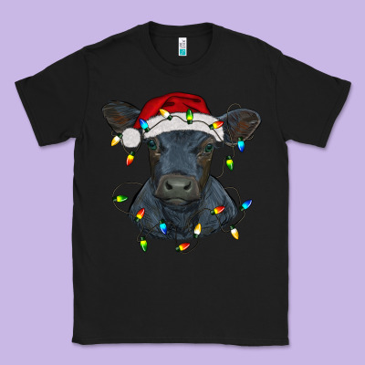 Christmas Baby Black Angus Calf With Lights Classic Tee Designed By Ranaportraitstore