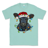 Seafoam christmas baby black angus calf with lights Classic Tee - RanaPortraitStore