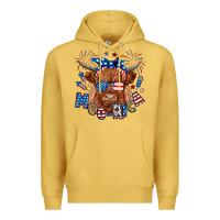 Antique Gold moo rica highland cow Premium Hoodie - RanaPortraitStore