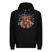 Black moo rica highland cow Premium Hoodie - RanaPortraitStore