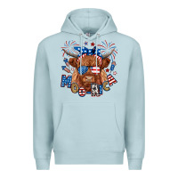 Blue Mist moo rica highland cow Premium Hoodie - RanaPortraitStore