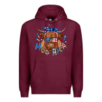 Burgundy moo rica highland cow Premium Hoodie - RanaPortraitStore