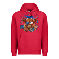 Cardinal moo rica highland cow Premium Hoodie - RanaPortraitStore