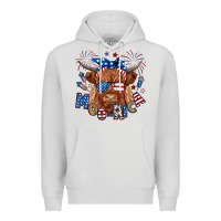 Dove Grey moo rica highland cow Premium Hoodie - RanaPortraitStore