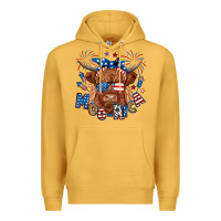 Mustard moo rica highland cow Premium Hoodie - RanaPortraitStore