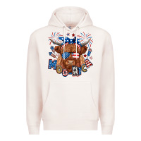 Pale Pink moo rica highland cow Premium Hoodie - RanaPortraitStore