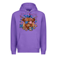 Purple moo rica highland cow Premium Hoodie - RanaPortraitStore