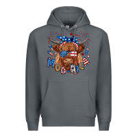 Rock moo rica highland cow Premium Hoodie - RanaPortraitStore