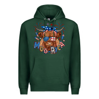 Sports Green moo rica highland cow Premium Hoodie - RanaPortraitStore
