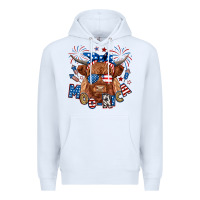 White moo rica highland cow Premium Hoodie - RanaPortraitStore