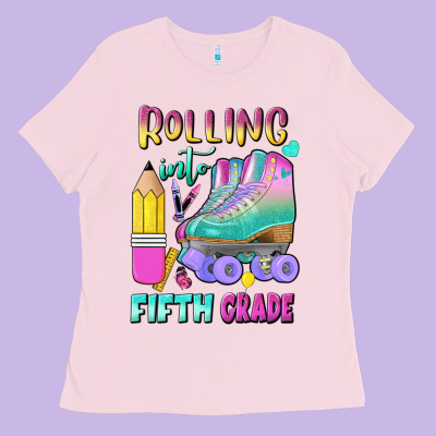 Rolling Into Fifth Grade Ladies Tee Designed By Bundleandbundleshop