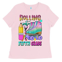 Bubblegum Pink rolling into fifth grade Ladies Tee - BundleAndBundleShop
