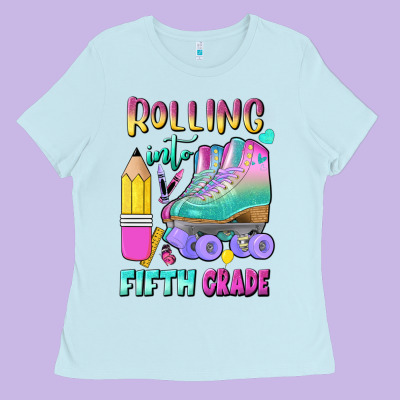 Rolling Into Fifth Grade Ladies Tee Designed By Bundleandbundleshop
