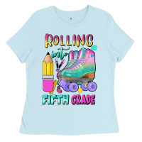 Baby Blue rolling into fifth grade Ladies Tee - BundleAndBundleShop