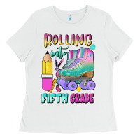 White rolling into fifth grade Ladies Tee - BundleAndBundleShop