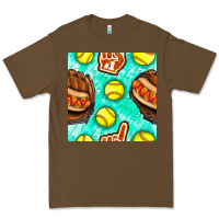 Cacao softball glove and hotdog seamless pattern Premium Tee - BundleAndBundleShop